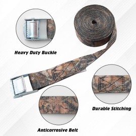 TUMAX 1" x 12' Lashing Straps Cargo Tie-Down Strap Up to 900lbs, 6pk Cam Buckle Tie Down Strap for Cargo Lashing, with Carrying Bag, Camouflage