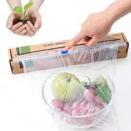JENCENBIO Cling Wrap Compostable with Slide Cutter 30 CM x 61 M ASTM 6400 Certified Compost Food Wrap