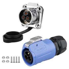 CNLINKO LP-20 3-Pin Waterproof Connector - Fast Plug and Secure Screw Design, IP68 Aviatic Connector, M20 Flange Socket with 4 Hole Panel (LP-20 3 Pin)