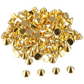 Uniquer 200Pcs Bullet Spike Cone Studs,10mm Gold Silver Spike Studs Bead Bullet Cone Rivets,Glue On Sew On Punk Spikes for Jewelry Making,Clothing Leather Clothes Belt Bag Shoes Embellishment