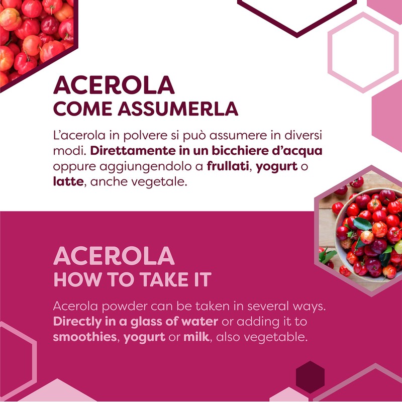 ERBOTECH, Acerola Powder 100g Pack Natural Source of Vitamin C