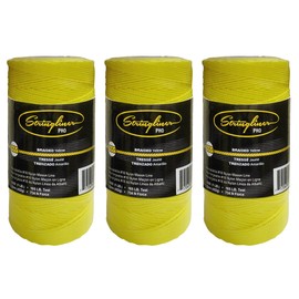 Stringliner 35750 Mason’s Line Replacement Rolls – 1 Lb. #18 Construction Replacement Roll Braided Yellow 1000'. (3 Pack)