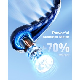 Halsventilator,4000mAh Nackenventilator USB Mini Ventilator Hals,Neck Fan,leise,3 Geschwindigkeiten,LED-Licht,Tragbarer Ventilator Nacken für Outdoor,Innenräume,Camping,Reisen,Sport-Dunkelblau