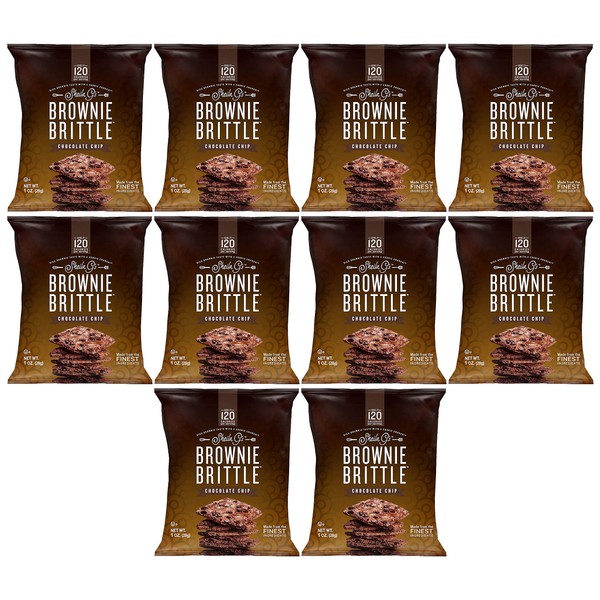 Sheila G's Brownie Brittle, Salted Caramel & Chocolate Chip Variety Pack, 1 Oz Bag, The Unbelievably Delicious Chocolate Brownie Snack with Cookie Crunch (Chocolate Chip, 10 Pack)