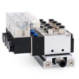 Heschen Electrical Pneumatic 4 Solenoid Valve 4V210-08 DC12V PT1/4 5 Way 2 Position Manifold Base Muffler Quick Fittings Set