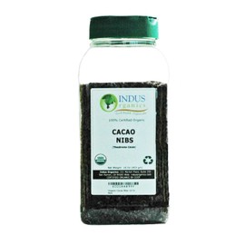 Indus Organics Raw Cacao Nibs, 1 Lb Jar, Sulfite Free, Gluten Free, No Added Sugar, KETO and PALEO Friendly, Premium Grade, High Purity, Freshly Packed