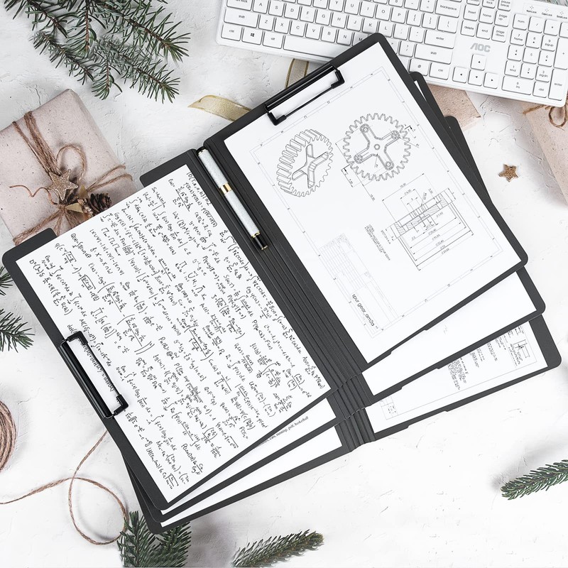 Pechor 4pcs Clipboard Folder A4 Foldover Plastic PVC Covered, Foldable