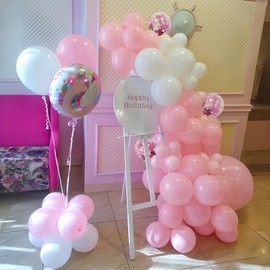 Balloons Pink White Pack of 60 12 Inch Pastel Baby Pink Matt White Latex Hélium Confetti Balloons for Girls Princesses Women Birthdays Baby Shower Bridal Showers Anniversary Party Decoration