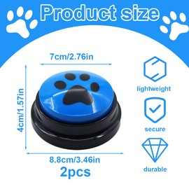 WUSJCOF 2 Pieces Buzzer with Recording Function, Intelligence Toy for Dogs, Pet Talking Training Response Buzzer, 30 Seconds Recording & Playback