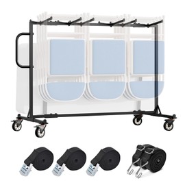 Folding Chair and Table Cart,One Tier Folding Chair Dolly with 4 Inch Swivel Caster 400LBS Capacity Chair Holder Rack Come with Strap Easy to Store&Move 42 Folding Chair,Space Saving Solution
