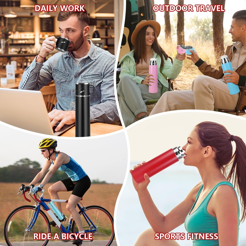 Stainless Steel Thermos Flask, 550 ml with Drinking Cup and