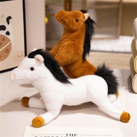 champracer Horse Cuddly Toy, Simulation Horse Plush Toys, Cute Cuddly Toy Horse, Plush Horse, Gift for Friends and Children (25 cm, Black)