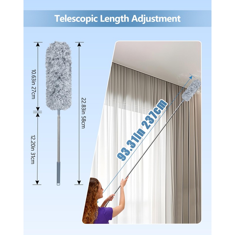 Fogray Telescopic Duster Washable Duster, Long Extendable up to 237