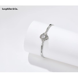 Lucphiler & Co. Christmas Mother Gift, Engraved ‘Always My Mom Forever My Friend’ Love Knot Bangle Bracelet, White Gold Women Jewelry, Birthday Valentines Wedding Xmas Present from Son Daughter