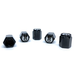 Premium Universal and Durable Metal Valve Stem Covers (5-Pack): Compatible with Cars, SUV's, Trucks, Motorcycles & Bikes, Hexagonal Design & Rubber Seal (Jedi Order [Black])