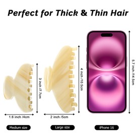 MAORULU Creamy Woodgrain Acetate Hair Claw Clip for Women Girls, 4 Inch Large Cute French Banana Clip for Thick & Thin Hair, Big Vintage Styling Accessory for Summer and Daily Gift Use