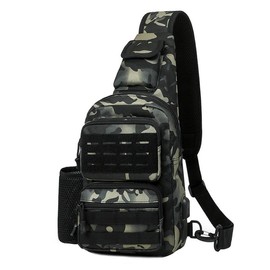 Outdoor Sports Bag, Multi-functional Zipper Chest Bag, Tactical Chest Bag, Casual Bag for Outdoor Sports - Color: Camo khaki, Size: one-size