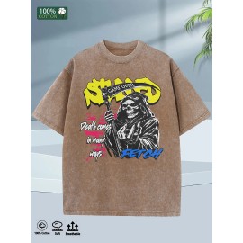 Mens Washed Cotton Oversize Tee 100% Pure Cotton 5 Colors Comfort Dallas WarehouseColor: Brown, Size: L