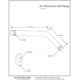 Westbrass A302-1-07 1/2" IPS x 10" Wall Mount Shower Arm with Sure Grip Flange, Satin Nickel