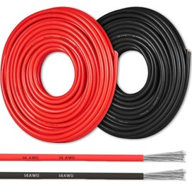 14 Gauge 10FT 2 Conductor Silicone Electrical Wire, 14 AWG Red Black 2mm Wire Cord,12V/24V DC Low Voltage/Tinned Copper Wire/2 Wires for Automotive Wire LED Strips Lamp Lighting Marine(3.1M/10FT)