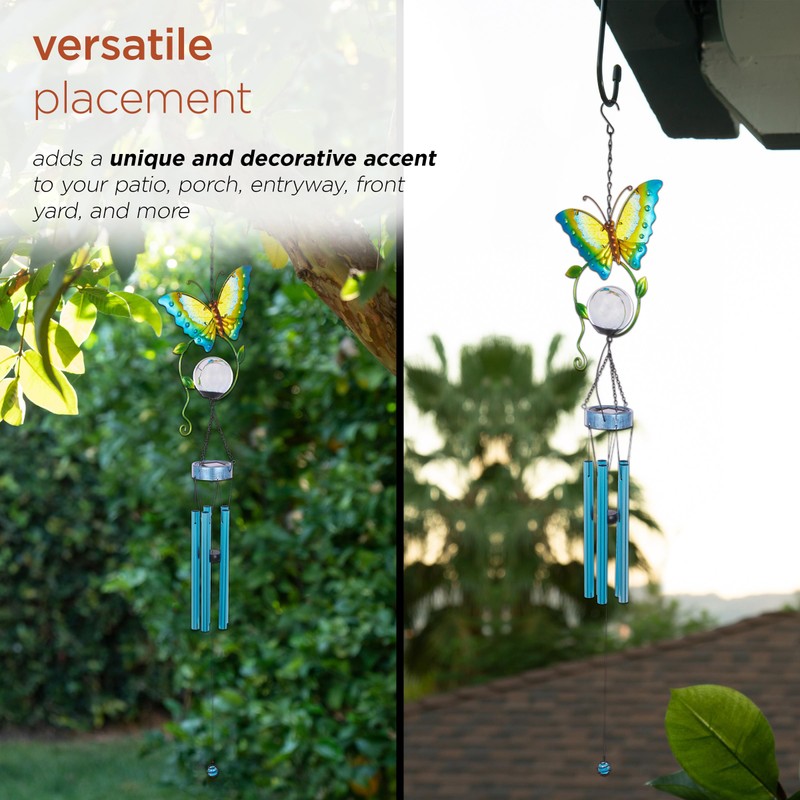 Alpine Corporation 48" Hanging Outdoor Butterfly Metal Wind Chime with