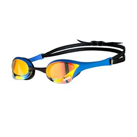 Arena Cobra Ultra Swipe Racing - anteojos de natación para Hombres y Mujeres, Lente Espejo, antivaho, protección UV, Cobre Amarillo/Azul