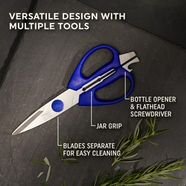 Chicago Cutlery 2-Pack Soft Grip Kitchen Scissors Shears With Bottle Opener, All Purpose Stainless Steel Utility Scissors, For Everyday Kitchen Office Home Arts & Craft