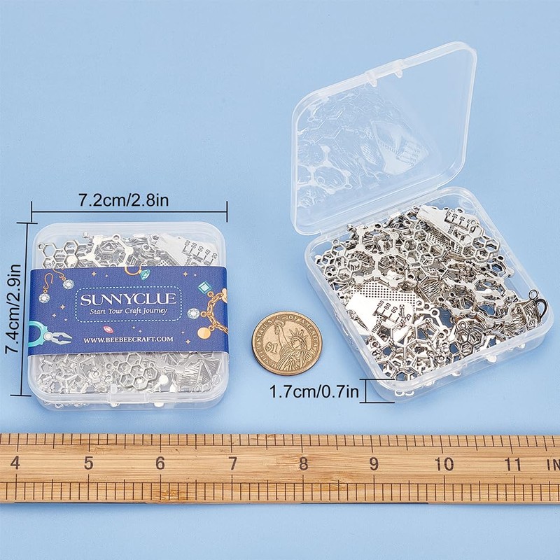 SUNNYCLUE 1 Box 60Pcs 6 Style Chemistry Charms Lab Charms