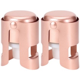 Champagne Stoppers Stainless Steel, Prosecco Sparkling Wine Bottle Stopper with Silicone Sealing Plug, Leak proof Keep Fresh Reusable Champagne Cork & Saver (Rosegold, 2 Pack)