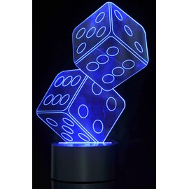 PowerTRC 3D LED Night Light Optical Illusion Dices, Desk Table Lamp Color Change Multi Effects Functions | 7 Colors USB Powered Birthday & Party Gift