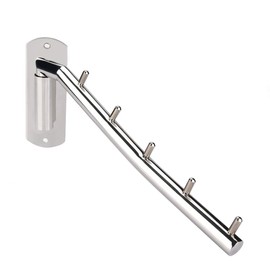 Wall Mounted Clothes Drying Rack with Swing Arm, 180°Rotation Towel Hooks Hat Rod Stainless Steel Door Coat Hanger with Screw for Laundry Bathroom Bedroom