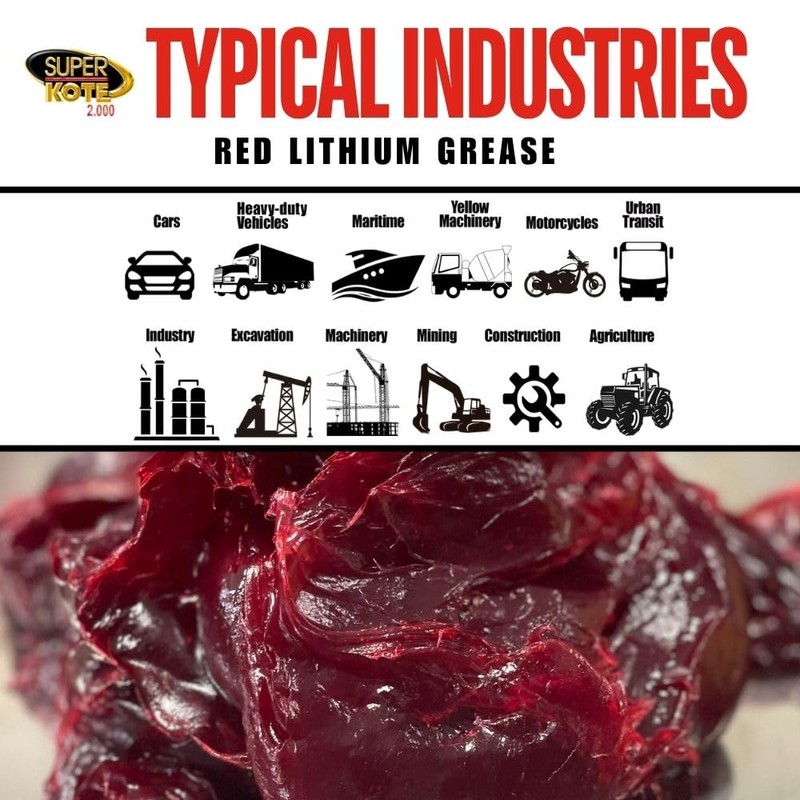 Red and Tacky Lithium Grease Superkote 2000 | NLGI 2