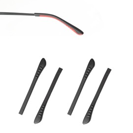 LCLONY 2 Pairs Eyeglass Replacement Rubber Eyeglass End Tips Square Hole Ear Sock Pieces Tube Sleeve Eyeglass Temple End Tips Soft Anti Slip Thin Eyeglass Legs (Black)