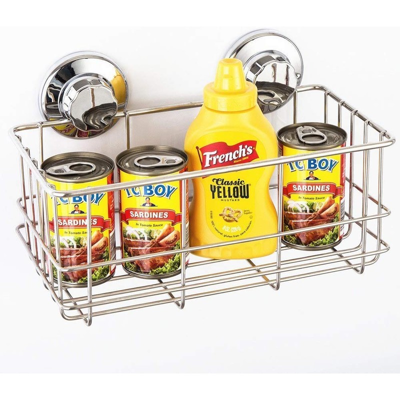 SANNO Suction Cup Shower Caddy Basket for Shampoo Combo Organizer