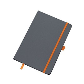NuFazes 160 Page Journal Notebook with Elastic Closer & Bookmark - Gray/Orange - 6 Pack