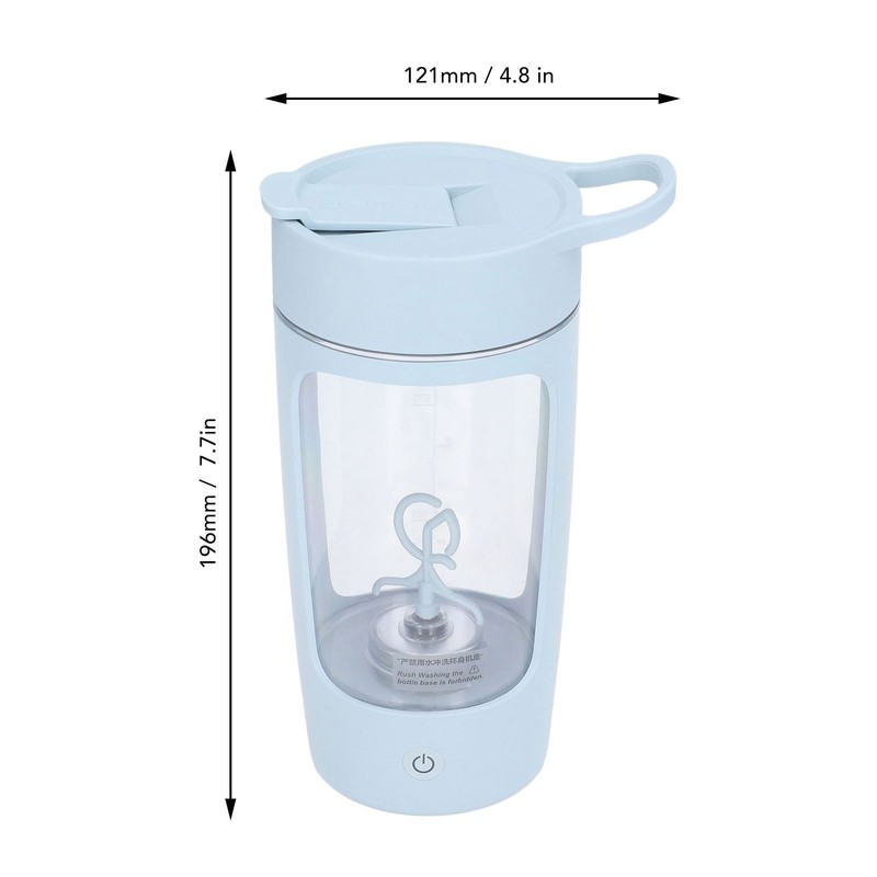 Electric Shaker Bottle 650mL USB Charging Portable Blue BPA Free