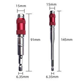Oiieco Pack of 2 Magnetic Bit Holder Rotation Extension Flexible Bit Holder 1/4 Inch Hex Shank Quick Change Swivelling 91 mm and 145 mm (Red)