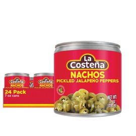La Costeña Sliced Nacho Jalapeno Peppers - Pickled Jalapenos - Jalapeno Pepper - Hot Peppers - Mexican Food, Guacamole, Spicy Nacho & Taco Toppings, Enchiladas & Salsa - 7oz, 24 Pack Canned Jalapenos