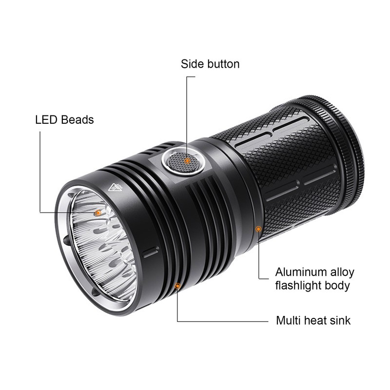 Strong Light Flashlight 10000LM 300‑500 Meters LED 4 Modes Rechargeable