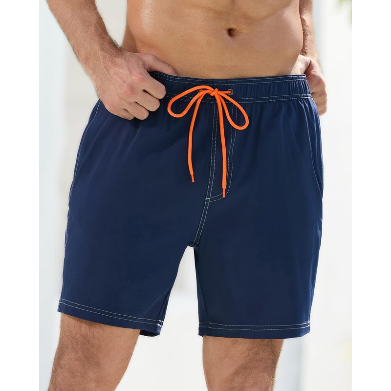 difficort Mens Bathing Suit with Compression Liner Quick-Dry Swim Trunks
