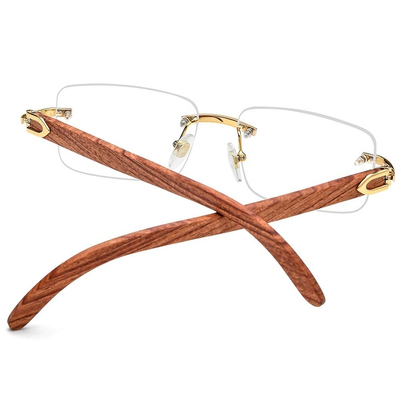 HEPIDEM Wood Handmade Glasses Square Rimless Luxury Eyeglasses 0816 (Real