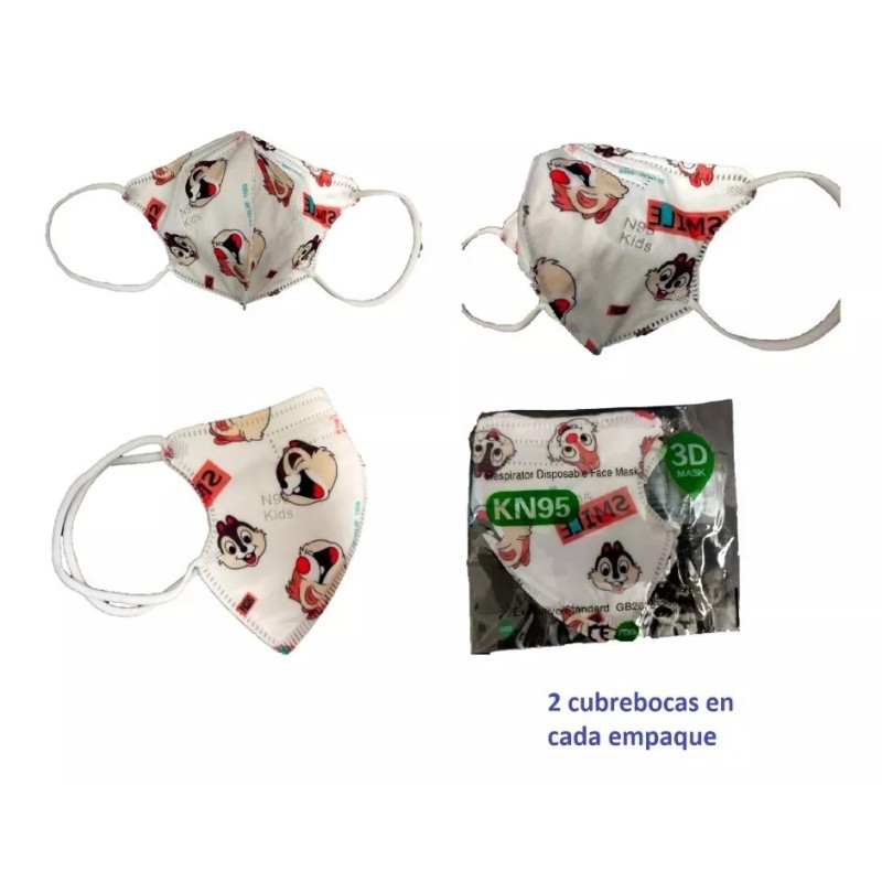 Munnis 40 Pza Cubreboca Kn95 Infantil Niños Chip And Dale