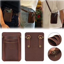 Tourbn Tourbon Leather Florist Tool Waist Pouch Belt Garden Shoulder Crossbody Tools Bag Gardening Pruning Shears Holder Organizer Kit 4 Pockets, Brown