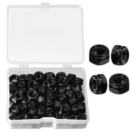 LEONTOOL 50pcs M5 x 0.8mm Hex Lock Nuts Anti-Lock Nuts Nylon Insert 304 Stainless Steel Zinc Plated Rust Resistant Car Machinery Furniture Replacement Parts with Storage Box Height 5mm Hex Width 8mm