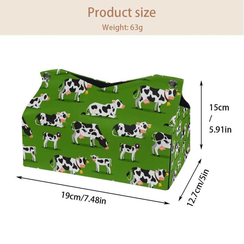 2 Pack Tissue Box Cover Holder, Cute Alpaca Rectangle Leather