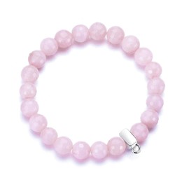 Philip Jones Faceted Rose Quartz Gemstone Charm Stretch Bracelet