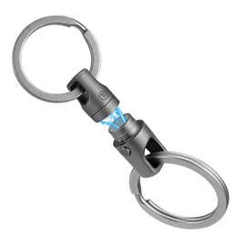 KeyUnity KA45 Magnetic Titanium Quick Release Keyring, Double Ended Rotating Key Ring Made of Titanium 360°, Secure Locking System, Rotating Key Organiser Link for Carabiner, Gun Metal Grey