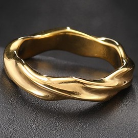 Jude Jewelers 6mm Stainless Steel Simple Plain Twisted Wave Braided Wedding Band Ring (Gold, 13)