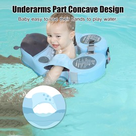 Mambobaby Cute Baby Swim Float Non-inflatable Baby Swimming Float Soft Waterproof Skin-friendly Swim Trainer Float for 8-36 Months Baby Boys Girls with Sun Canopy