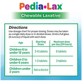 Pedia-Lax Pedia Lax Laxative Chewable Tablets Watermelon Flavor 90 Count for Kids